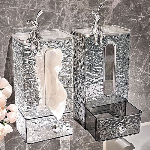 Glacier pattern face towel storage box wall-mounted tissue box home light luxury style bathroom kitchen upside-down tissue box