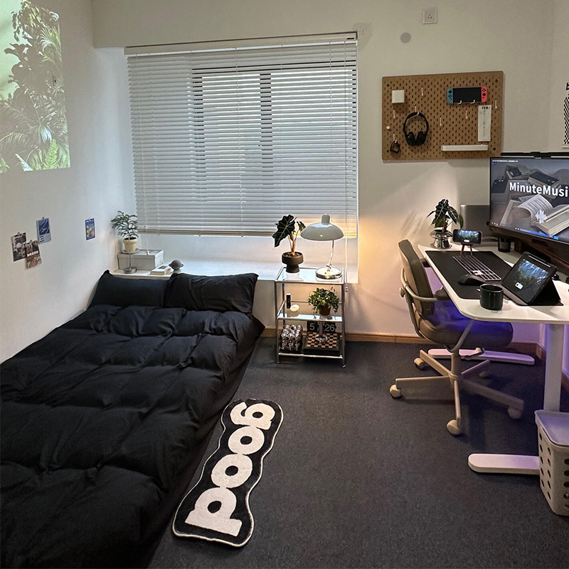 リビングマットブラックグレー寝室きめ细かカーペット男子感部屋黒電競争高級風カーペットオフィス|undefined