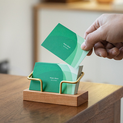 Japanese style wooden brass business card holder desktop card holder creative wooden high-end exhibition business card box high-end business card holder