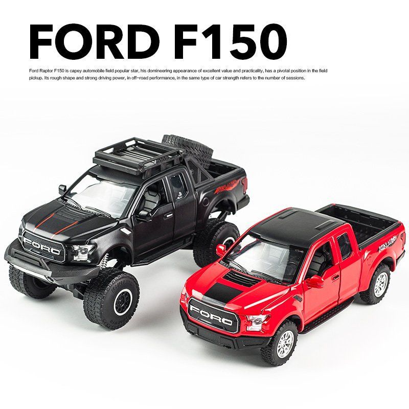 Camioneta Ford Raptor de aleación, modelo de simulación con sonido y luz, juguete para niños con función de retroceso, versión mejorada.
