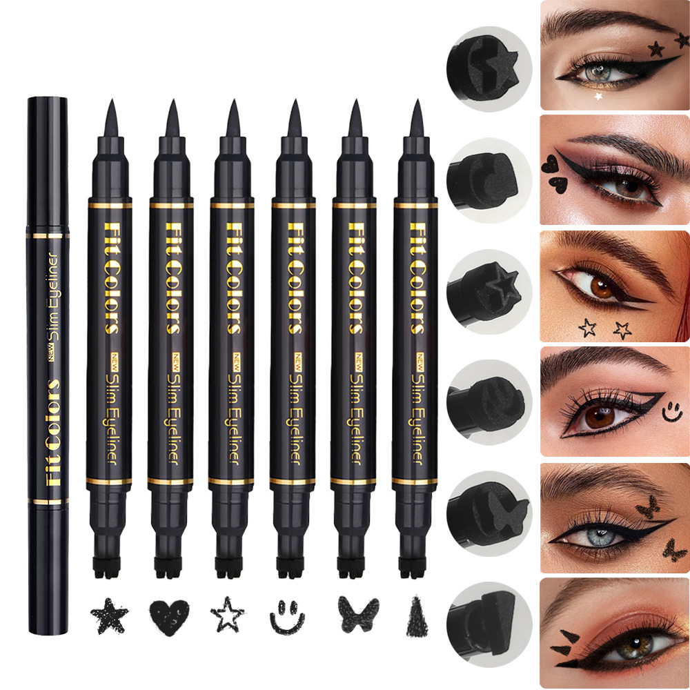 Fit Colors Dual-Head Stamp Waterproof, Sweat-Proof, Smudge-Proof, Long-Lasting Liquid Eyeliner Pen for Cross-Border Sales