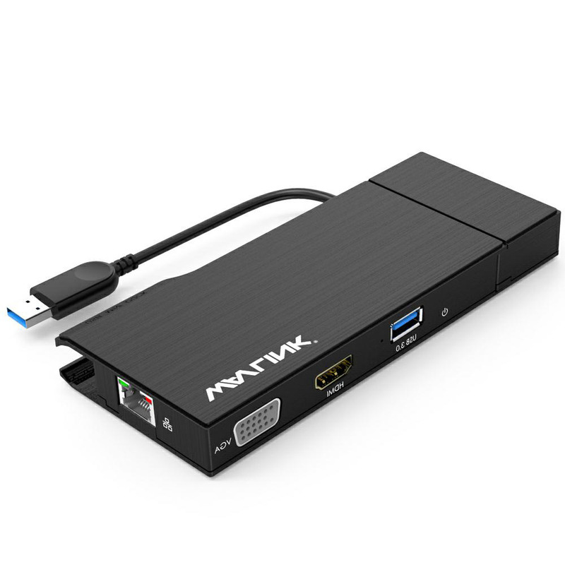 Wavlink Dual 2K Full Hd Mini Docking Station Usb3.0 to Hdmi/Vga/Gigabit Network Port Splitter
