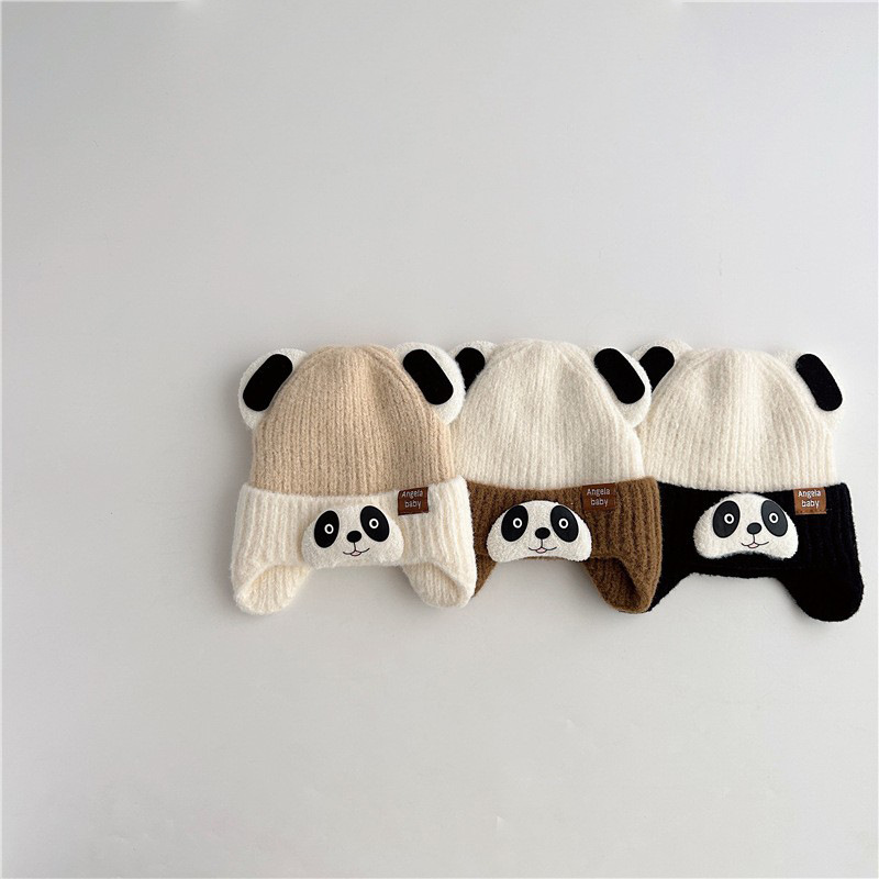 Sombreros para bebés invierno para niños gorras de protector de orejas super lindas gorras de punto panda gorras de abrigo