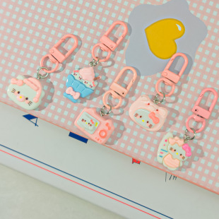 Pink button K02 super cute pink shopping kt key chain cute cartoon girl sweet pendant couple girlfriends accessories