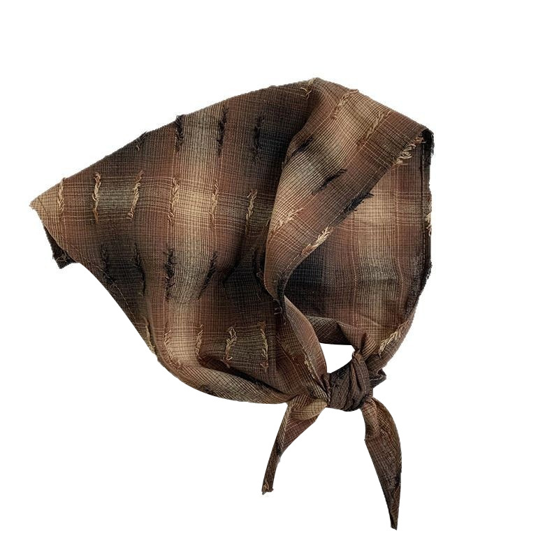 Bufanda triangular, babero, estilo de primavera y verano para mujer, bufanda de estilo literario, pañuelo a cuadros, diadema pastoral para mujer de verano, accesorios para el cabello, bufanda de seda, cintura