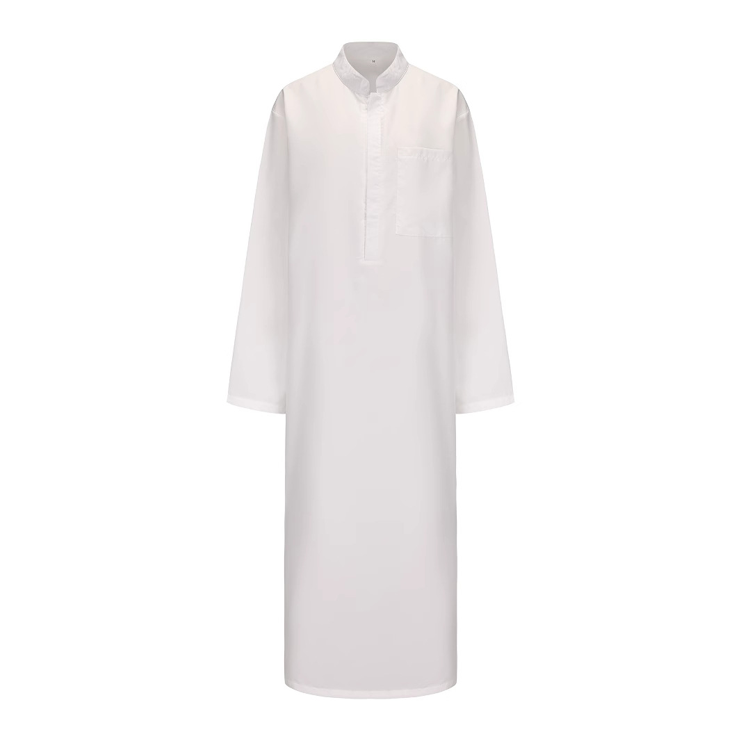 Premium Men's Traditional Thobe With Embroidery And Side Pockets_voghion.com