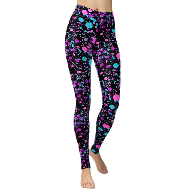 Abbigliamento da donna multicolore stampato slim fit fianchi sollevamento snellente grandi dimensioni corsa yoga fitness leggings_voghion.com