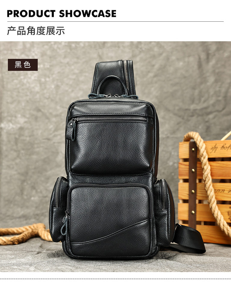 Túi đeo chéo nam da bò Marante đeo trước ngực cổ điển đa chức năng sức chứa lớn — Màu cà phê rơi tự nhiên, Màu đen rơi tự nhiên, Màu cà phê chi tiết 20
