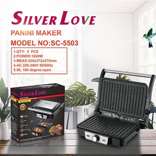 Foreign Trade Export Steak Machine Barbecue Machine Household Portable Non-Stick Electric Barbecue Grill Double-Sided Breakfast Machine 1600W