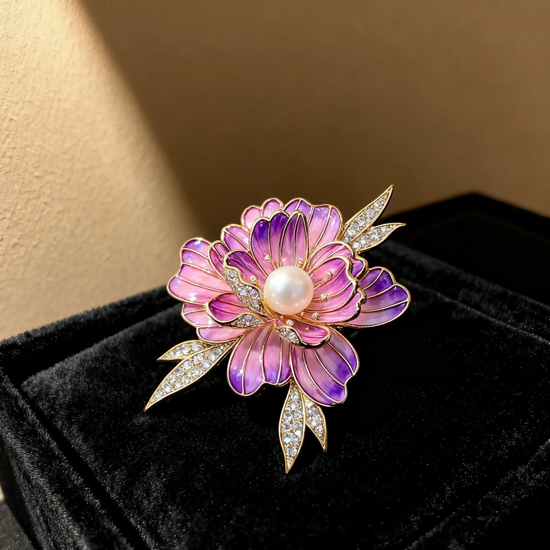 Vintage Enamel Peony Flower Brooch for Women, Niche Chinese Style Painted Flower Pin, Suit Lapel Accessory Pin
