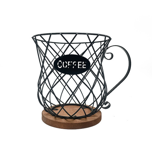 Factory Direct Sales Iron and Wood Coffee Capsule Storage Basket Kitchen Living Room Shelf Entertainment Wedding Occasion Prop Wholesale