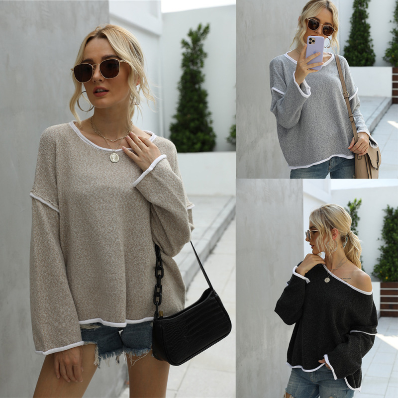 2026 Cross-Border Women's Fashion European and American Amazon Hot-Selling Sweater Round Neck Knitwear Plus Size Sweater with Tassels on the Back for Women