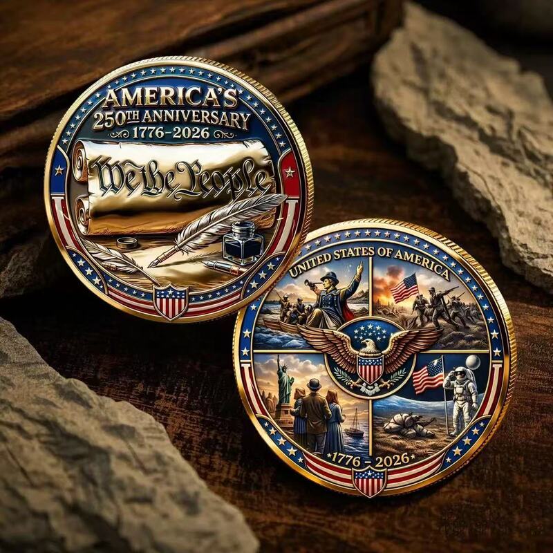 Cross-Border United States 250Th Anniversary Commemorative Coin Statue of Liberty Color Printed Embossed Metal Collectible Commemorative Medal Independence Day