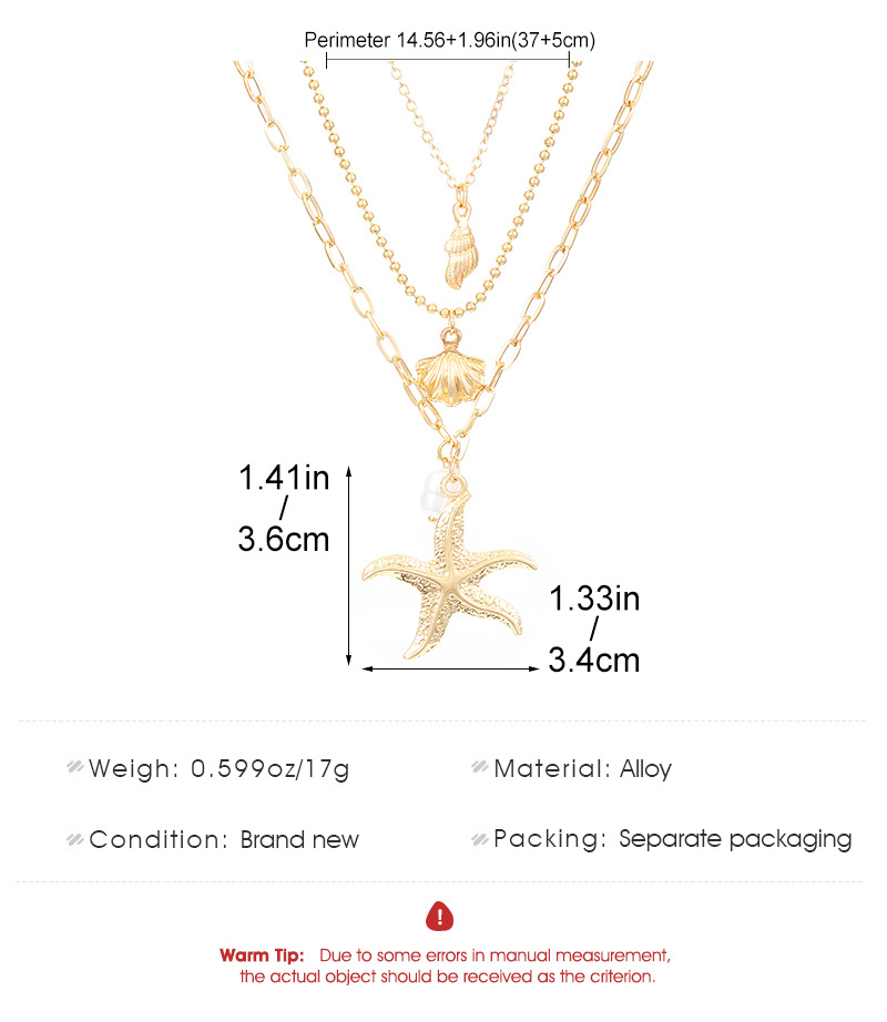 Vakantie Wind Oceaan Wind Sint-jakobsschelpen Zeester Legering Groothandel Gelaagde Ketting display picture 1