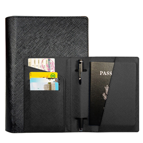 Cross-border wholesale Korean version multi-color cross pattern PU passport holder multi-function pen slot multi-card slot passport holder
