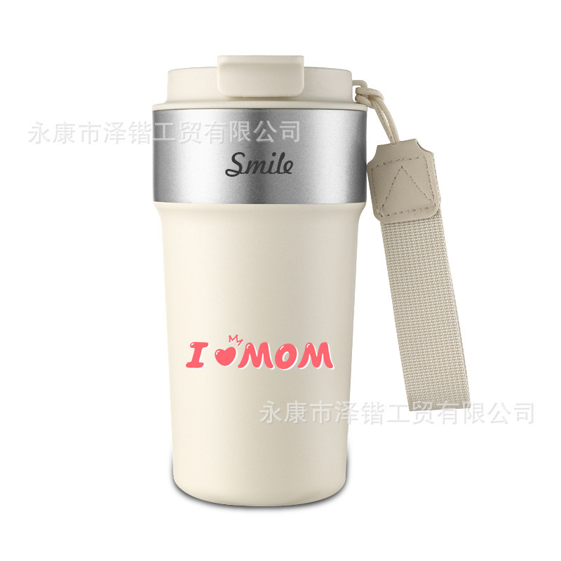 跨境304不锈钢咖啡杯 带提绳便携保温杯高颜值户外车载双饮水杯|undefined
