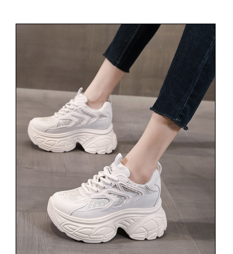 Giày thể thao đế dày dáng nhỏ khoe chân HT1697-12 sneaker nữ chunky đế dày — Màu be chi tiết 12