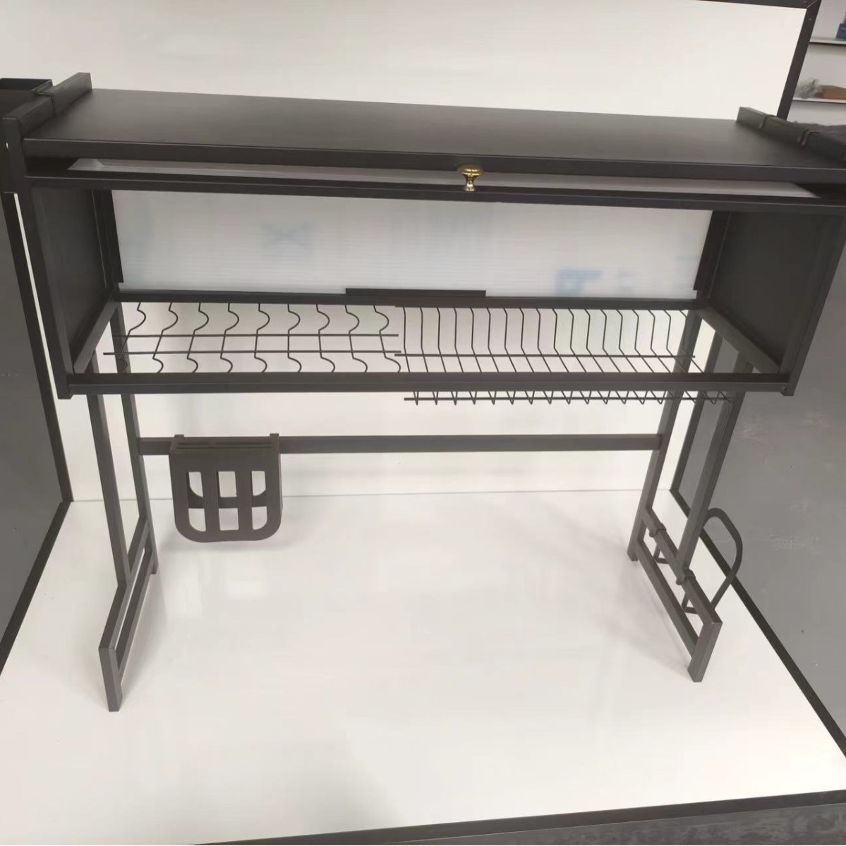 Estante de almacenamiento multicapa para cocina, escurreplatos y porta cuchillos, organización completa