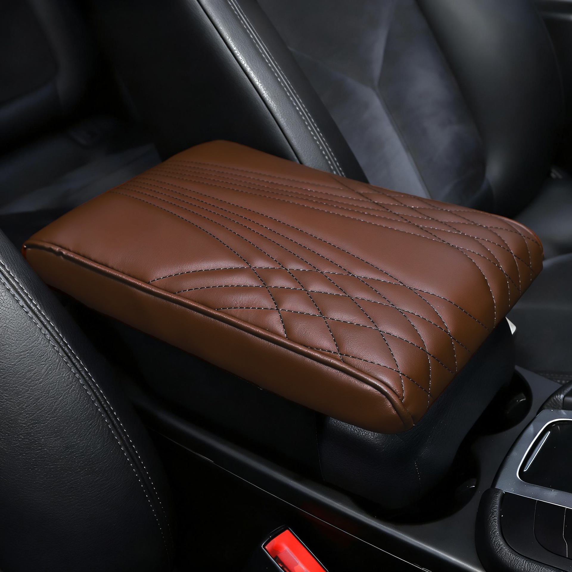 Universal – Armrest box pad Central Memory Foam - angel-pattern-memory-foam-armrest-heightening-pad-coffee-color