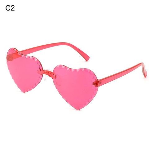 Adorable Baby Heart-Shape Rimless Sunglasses with Love Flower Edge, Jelly Color, Heart-Shaped Over-Eyes Sunglasses for Boys and Girls, Peach Heart Sunnies