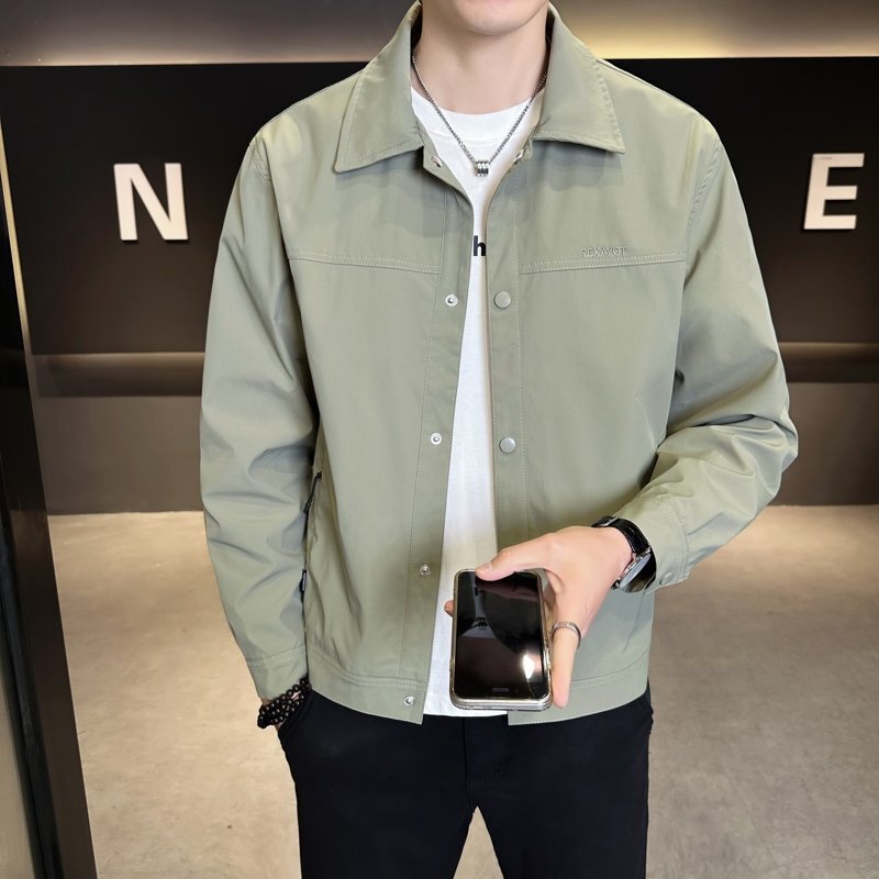 Trendy Men's Jacket 2026 Spring New Style Men's Simple Casual Versatile Workwear Lapel Jacket Men's Fashion