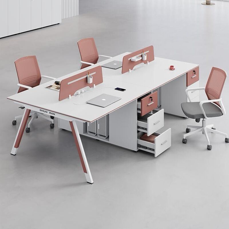 Premium office desk and chair set, featuring a simple and modern design with a screen partition, suitable for computer desks and employee workstations