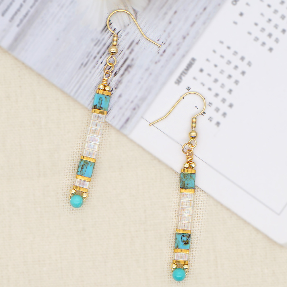 Flower Beaded No Inlaid Earrings display picture 8