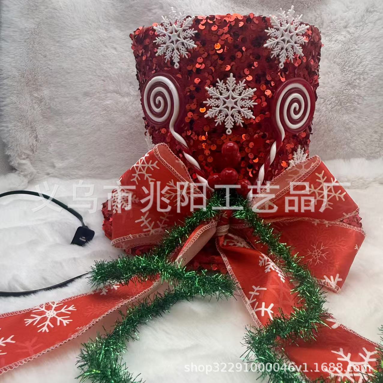 Navidad interior luminoso sombrero de árbol de Navidad decoración de lámpara de proyección sombrero de caramelo sombrero de arco de sequillas sombrero de árbol