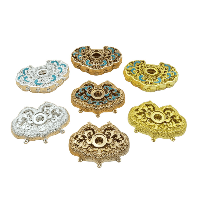 새로운 합금 다공성 중공 파 목걸이 안전 잠금 펜던트 클래식 의류 소재 꾸밈 보석 액세서리