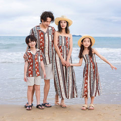 Special parent-child wear, high-end family of four seaside vacation beach skirts, parent-child mother-daughter dresses, western style and ethnic styles