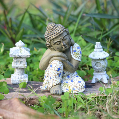 Zen garden Buddha statue ornaments gardening landscape decoration figure sculpture ornaments rockery balcony decorations