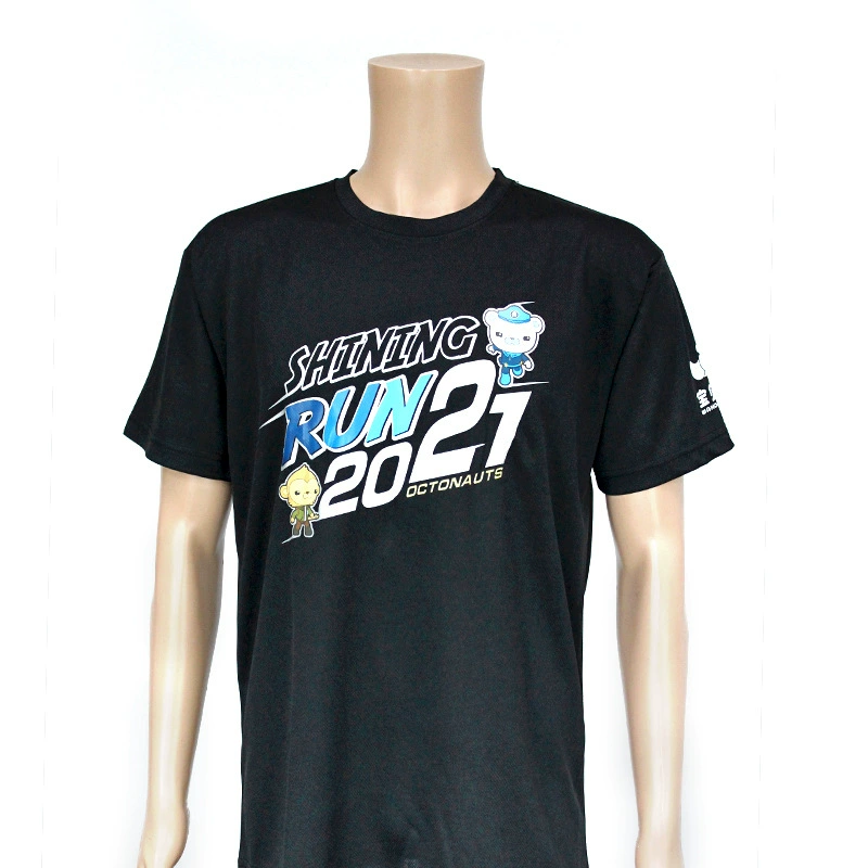 Рекламная рубашка Футболка для активного отдыха с логотипом с цифровой печатью Футболка с ночным флуоресцентным эффектом из полиэстера Птичий глаз с коротким рукавом