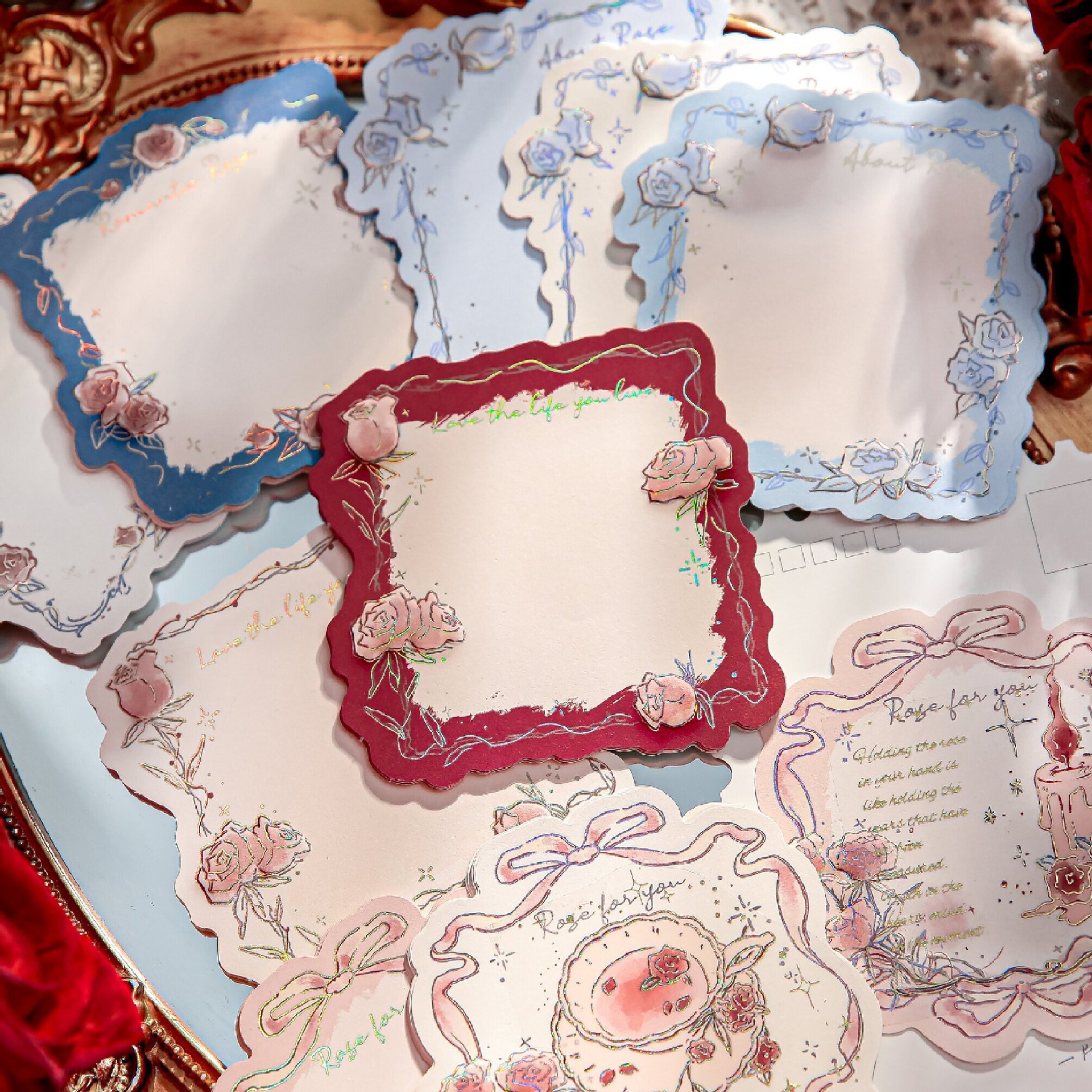 Mr. Paper Three Enjoy Relief Hot Bronceado Notas adhesivas Rose Island Mensaje Notas adhesivas Cuentas a mano Papel de material decorativo