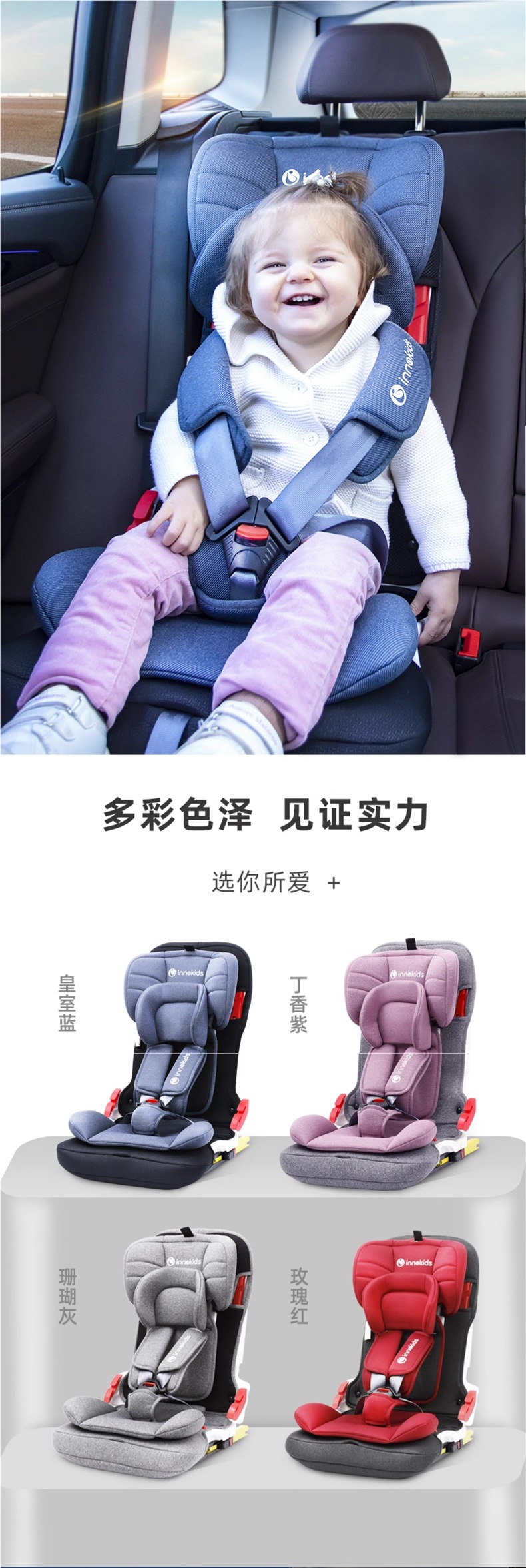 Innokids Car Kids Safety Seat 9 Months to 12 Years Old Baby Car Seat Simple and Portable