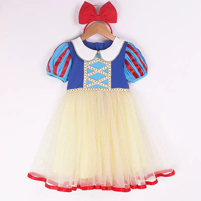 新款白雪公主裙2025夏季女童连衣裙短袖裙子小女孩生日礼服经典