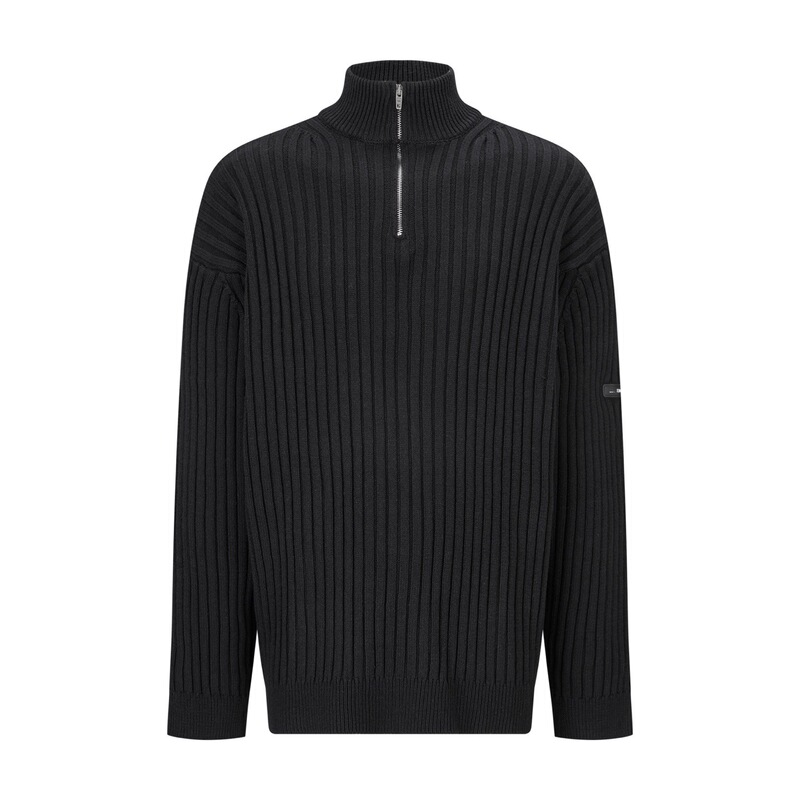 High-end Parisian brand, autumn new collection, stand-up collar, celebrity-style, subtly embroidered knit sweater with a half-zip, unisex High-end Parisian brand, autumn new collection, stand-up collar, celebrity-style, subtly embroidered knit sweater with a half-zip, unisex