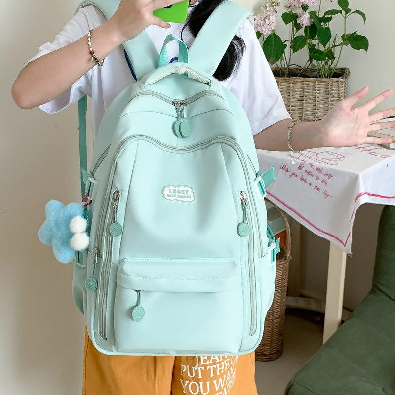 Mochila escolar, estudiante universitaria, estilo minimalista japonés, color puro, simple y versátil, mochila para estudiante de secundaria, campus de nicho