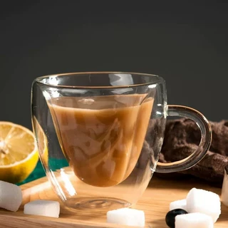 双层爱心玻璃杯 带把手隔热防烫水杯 创意心形情侣早餐牛奶咖啡杯
