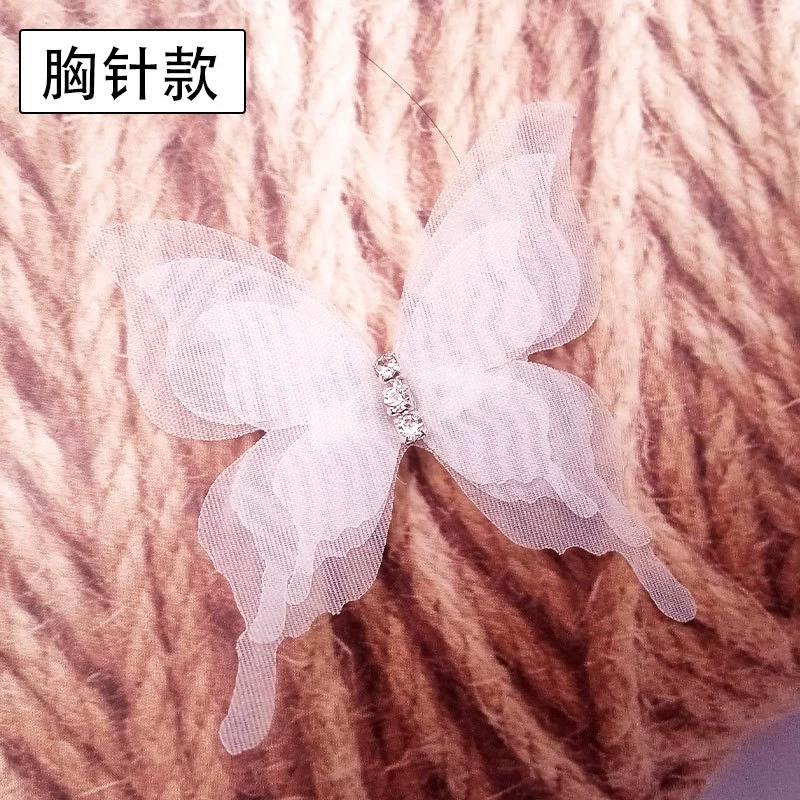 [Заводские товары] новая трехслойная трехмерная брошь-бабочка из марли с дрелью, красочная имитация ткани, аксессуары для булавок своими руками