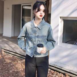 春秋装新款牛仔外套女宽松2025流行刺绣设计感小个子炸街上衣