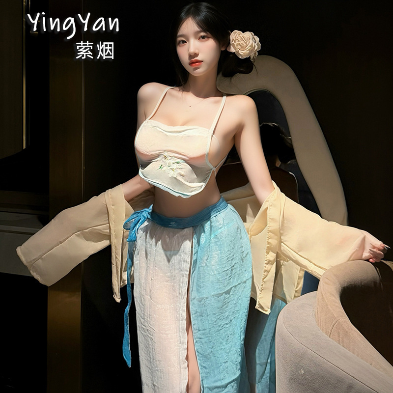 Sexy Lingerie with Embroidery in Ancient Chinese Style, Alluring Exotic Role-Playing Uniform