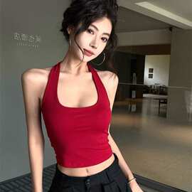 辣妹挂脖纯欲上衣美背吊带背心打底裹胸抹胸内衣女内搭外穿防走光