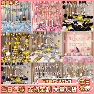 Happy birthday party scene layout balloon package surprise Girl Goddess girlfriends children background wall decorations