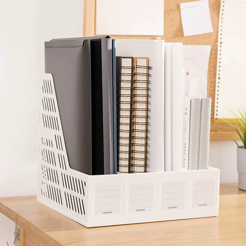 严选塑料四联桌面文件架资料架文件筐文件收纳架书立办公用品批发