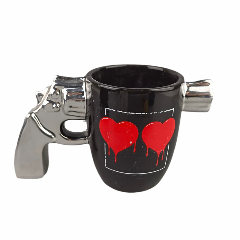 Pistola agarre taza de café agarre de galvanoplastia pistola taza de galvanoplastia pistola Taza de cerámica Amazon Venta caliente taza
