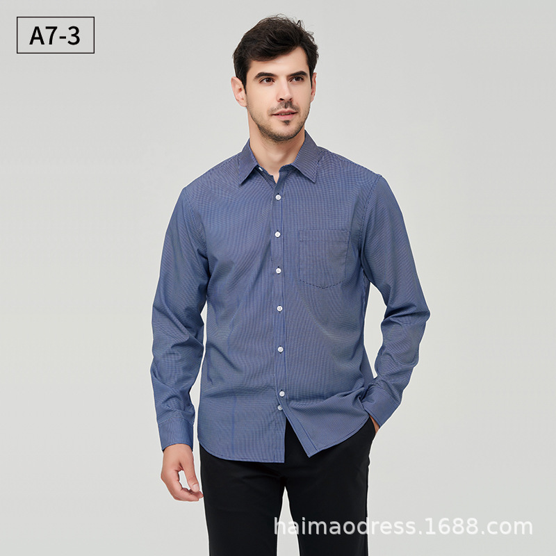 Camisa informal con estampado de cuadros finos para hombre, camisa ligera de manga larga estilo Hong Kong, popular de Amazon, otoño