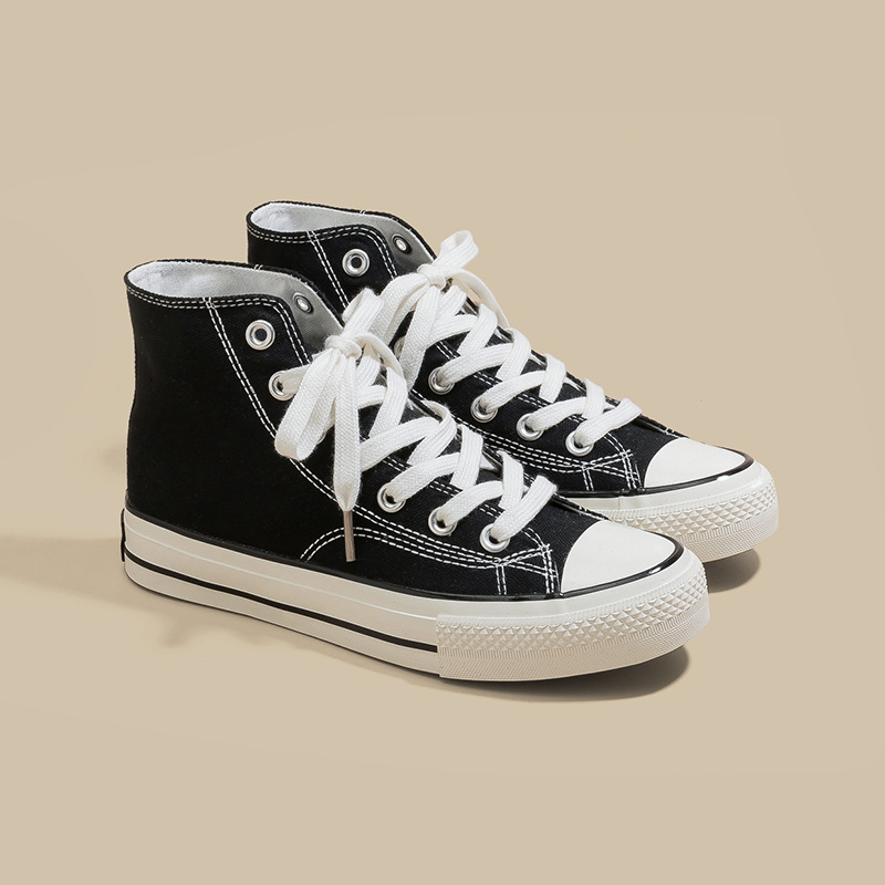Retro clásico de la década de 1970 tres veces vulcanizado aceite brillante zapatos de lona de alto perfil para hombres y mujeres parejas de zapatos de skate de estudiantes versátiles