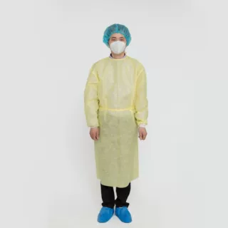 黄色一次性隔离衣 加厚透气无纺布隔离服 门诊车间防护隔离衣