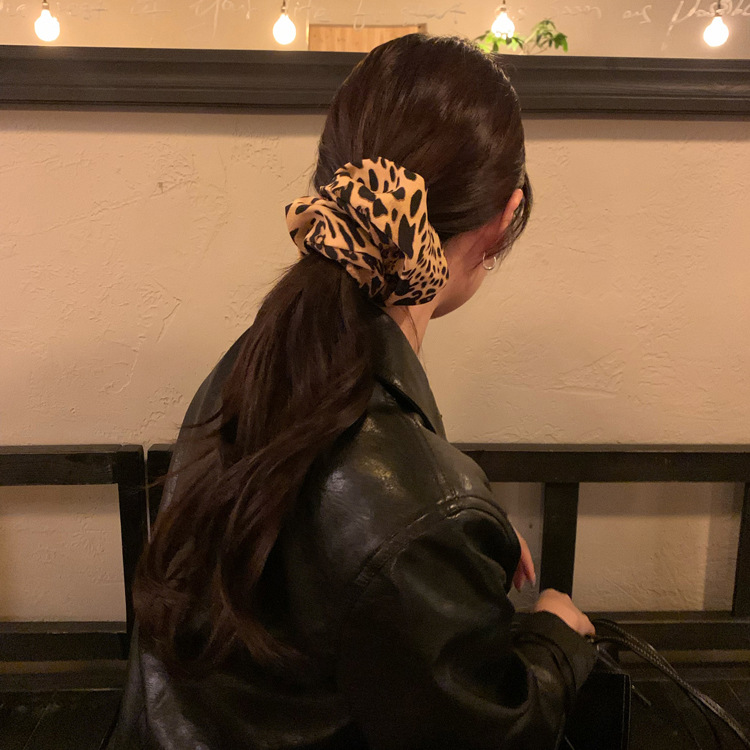 Cool Little Wild Cat Sexy Leopard Print Large Intestine Hair Band Rubber Band Women's Hair Tie High-End Ponytail Ancient Style Hair Accessories_voghion.com