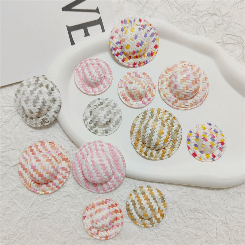 In stock colorful mini straw hat small hat accessories diy Doll Doll hat pendant handmade decorative accessories